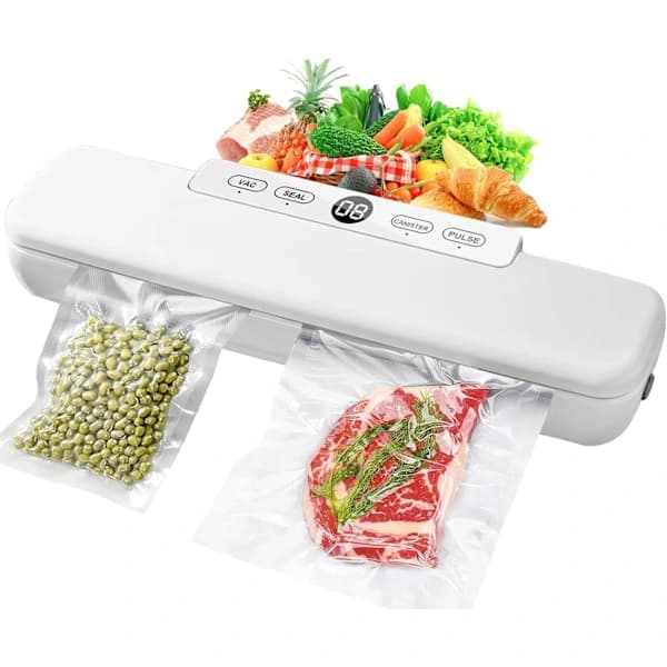 Vakuumförseglare för Sous Vide-matlagning, 4-i-1 Enkelt Alternativ, Bevara Mat i Vakuumförpackningar - Vit