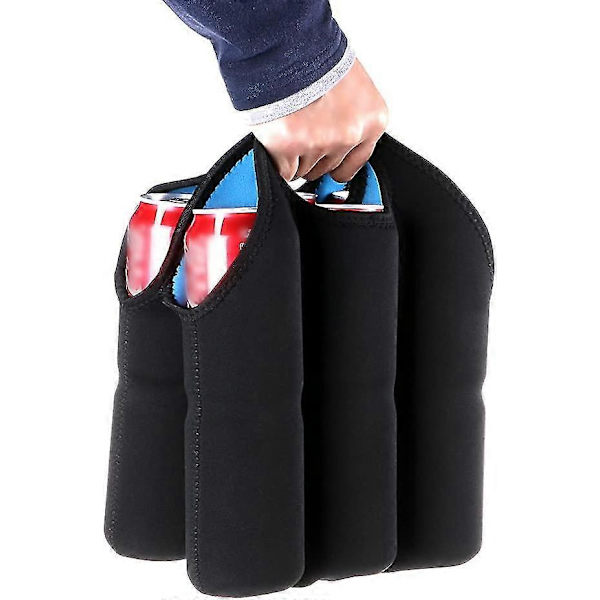 Set med 1 - Isolerad vinväska i neopren + 6-pack väska för öl/vattenburkar blue