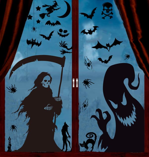 Halloween Window Decals Halloween Window Decorations Black Giant 4 Sheets Scary Window Decals Halloween Window Silhouettes