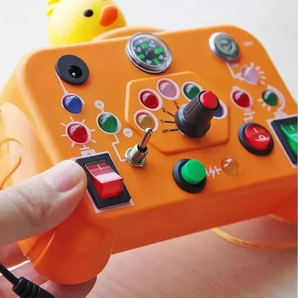 Montessori Aktivitetsbrett med LED-lysbryter Sensorisk Leke for Småbarn 2-4 år Marineblå Navy