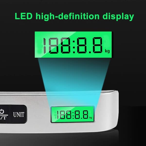 Travel Scale, Digital Luggage Scale for Suitcase with Temperature Measurement 50 kg Capacity (Silver)