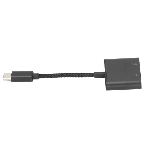 2-i-1 USB C til 3,5 mm lydadapter Type-C til AUX-kontakt med USB C PD 60W hurtigladeadapter Svart