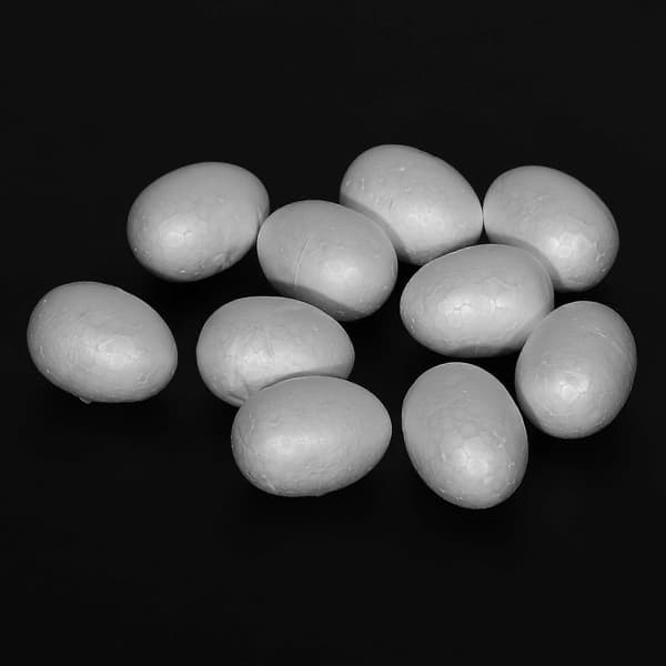 10 Styrofoam egg 6 cm hvite påskeegg dekorative egg for eller å feste (FMY) Hvit White