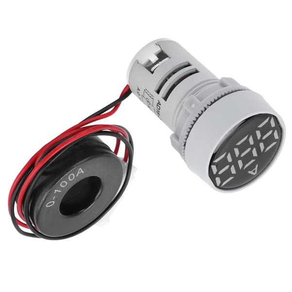 Digital strømmåler krystallpanel amperemeter rund signalindikator AC 220V AD16‑22DSA hvit
