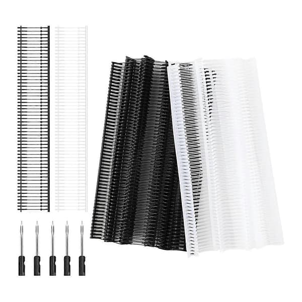 Mini StitchGun Fasteners, 2400 pcs Fixer TaggingGun Tags with 5 pcs Extra Fine Needles (Black/White, 0.4 inch)