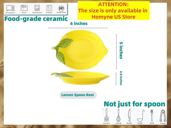Ceramic Spoon Rest for Stove Top, Cute Lemon Shaped Spoon Holder for Kitchen Counter