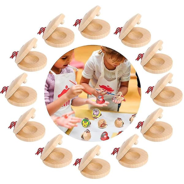 Musical wooden castanets instrument