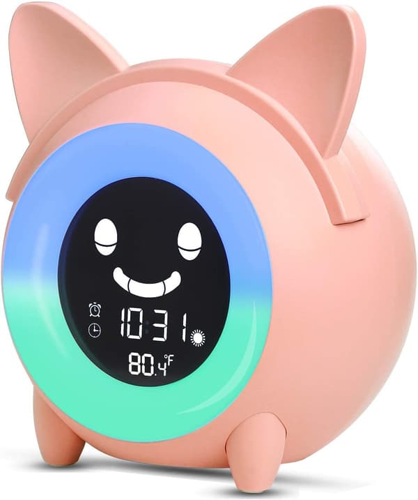 Børnevækkeur, Børn Søvntræning Vækkeur, Vækkeur med Lys Digitalt Ur Søvntræning Natlampe Lyd Lur Timer