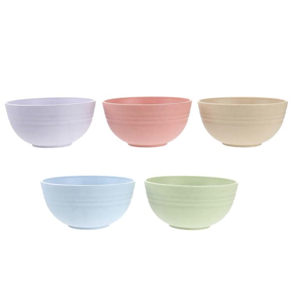 5 st 12cm Wheat Straw Salad Bowl Unbreakable Mixing Bowls Noodle Container Soup Bowl