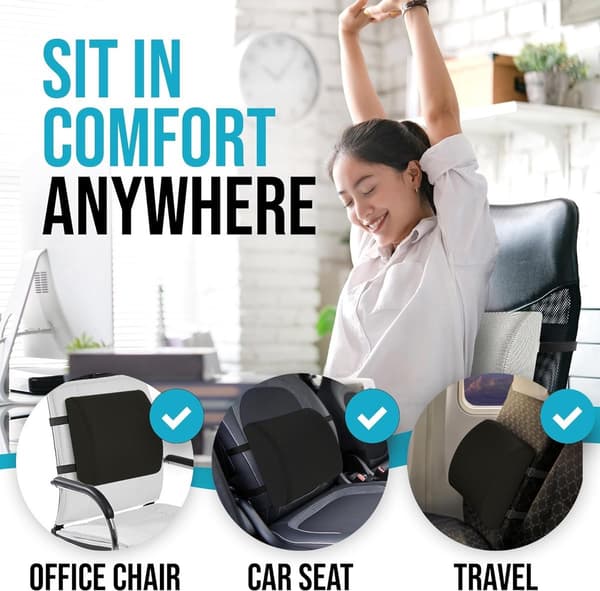 Ergonomisk Lændepude - Memory Foam - Ryglæn - Lændestøtte - Lindrer Træthed - Til Bil, Kontorstol, Sofa og Seng - Bilpude