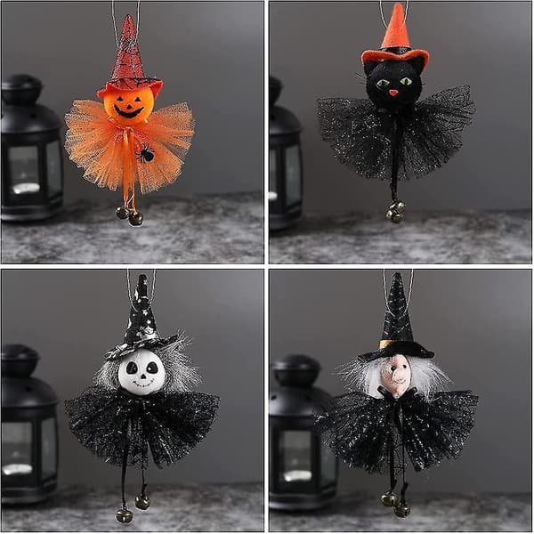4-pak Halloween Dekoration Spøgelse Græskar Sort Kat Hængende Pynt bd