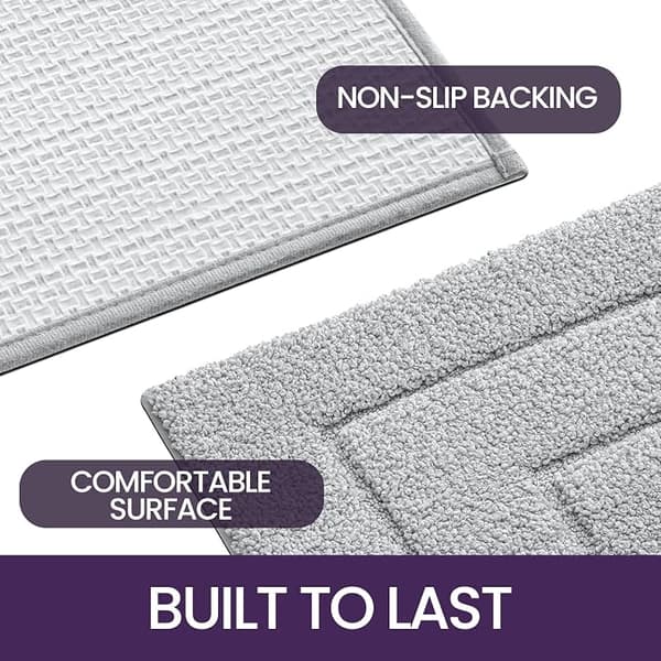 Non-Slip Bathroom Mat 50 x 80 cm, Soft Microfiber, Water Absorbent, Machine Washable, Extra Thick, for Bathroom, Light Grey