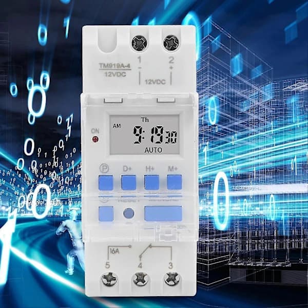 Uketimer 12V DC 16A LCD-skjerm med nedtellingsfunksjon utskiftbart batteri