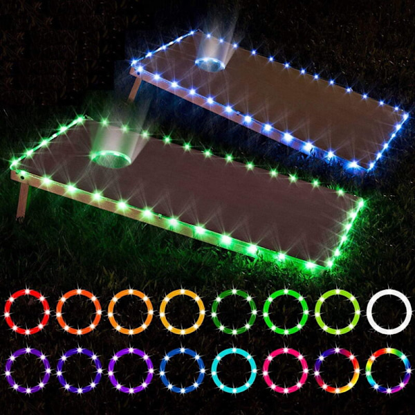 LED Cornhole Lights with Remote Control for Cornhole Boards and Rings