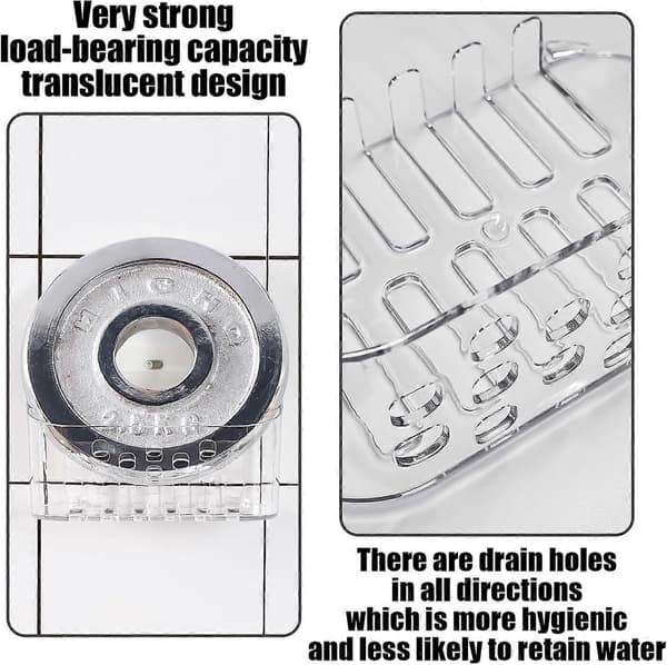 1 Piece Transparent Wall-Mounted Box, Bathroom Storage Rack, Perforated, Drainable Storage Box, Large Capacity Shower Caddy