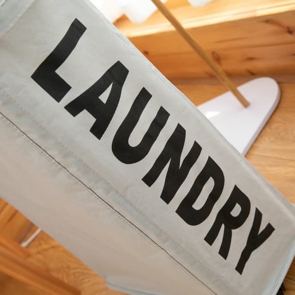 Foldable Laundry Basket Oxford Fabric Easy to Install Storage Basket with Mesh and Wheels Light Grey