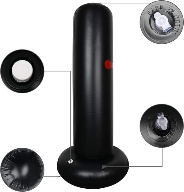 WingFly Inflatable Punching Bag, Freestanding Punching Bag Sport Stress Relief Black