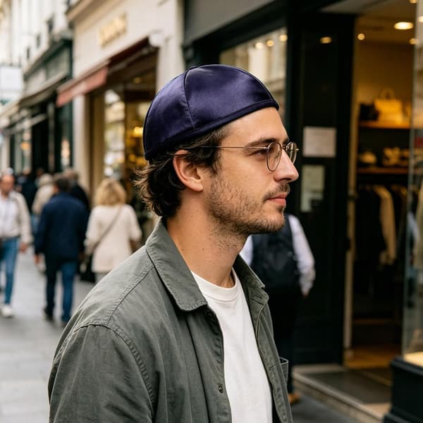 Tradisjonell jødisk rund hatt for menn i polyester, krøllfri og lett, bryllup reise, praktisk liten -