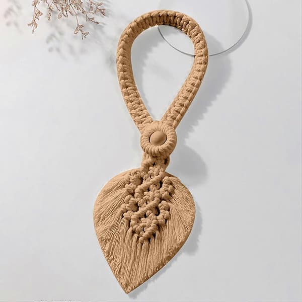 Boho Gardinbinding, Blad Bomuld Makramé Gardinklemmer, Fjer Gardinklemmer