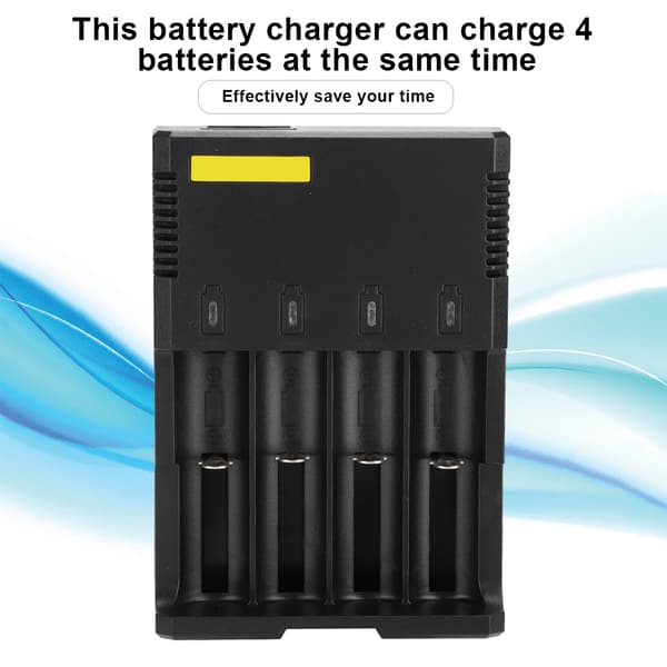4-bånds ABS-batterioplader med LED-display, beskyttelse mod omvendt polaritet 100-240V US