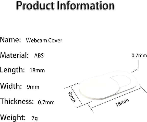 8 st webbkameraskydd (svart), ultratunt skydd för frontkamera, kameraskydd för bärbar dator, smartphone, surfplatta, Macbook Pro, iPad