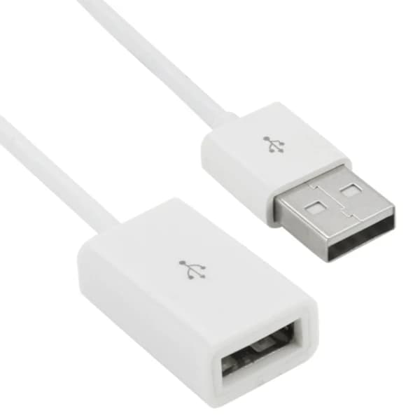 2-paknings forlengelseskabel USB - 1 meter Hvit Hvit Vit