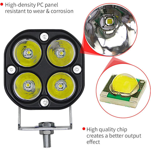 (2 STK) 7,6 cm 3'' 40W LED Traktor Arbeidslys Hvit LED Spotlight 1