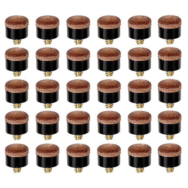30 Pcs Billiard Pool Cue Screw-on Tips 12mm Replacement Billiard Cue Tips Compatible Pool Cues and Snooker