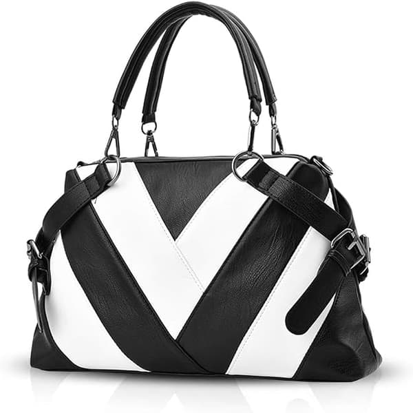 Håndtasker til kvinder Stor Cross Body Taske (Sort og Hvid)