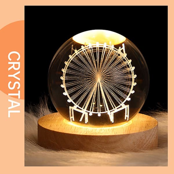 3D Galaxy Krystallkule Nattlampe LED Solsystem Krystall KLB