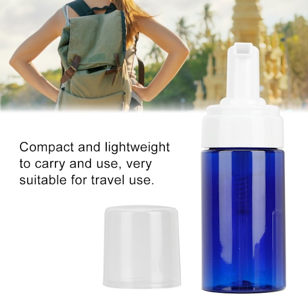 Portable Mousse Foaming Empty Bottle Refillable Travel Dispenser Container (Pump Head Blue)