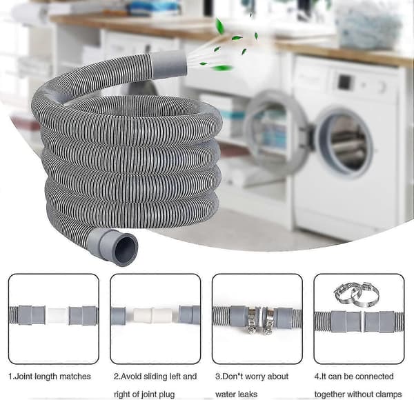 5m Spiral Afløbsslange, Vaskemaskine Afløbsslange, Afløbsslange