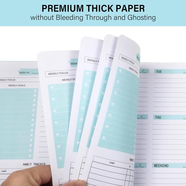 Weekly Planner with Habit Tracker, Undated 52 Weeks To Do List Notebook Spiral Weekly Planning Book, Blue