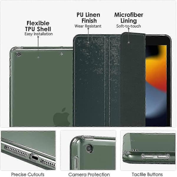 Wekity Ipad 10.2 Cover til Ipad 9. generation 2021 Blød Mat Bagside Slankt Cover med Stativ, Automatisk Vågn/Sov