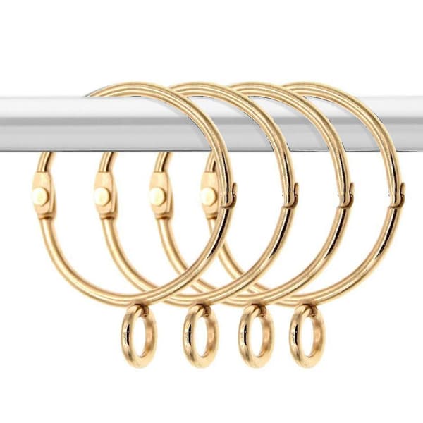 Guld gardinringe sæt med 20 - Rustfri metal gardinringe med åbent design (3,8 cm)