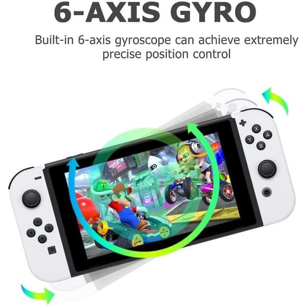 Joypad (V/H) för Nintendo Switch-kontroller - Trådlös vänster och höger fjärrkontroll med handledsrem (vit)