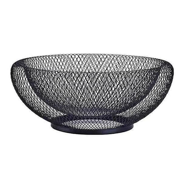 Metal Mesh Fruit Basket for Kitchen Counter, Black Decorative Table Centerpiece