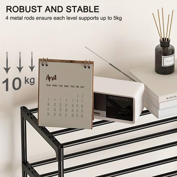 2-Tier Shoe Rack, Small Slim Shoe Rack, Anti-Rust Coating, Suitable for Dorm Room, Apartment, Balcony, Stackable Slim Shoe Rack-FY-