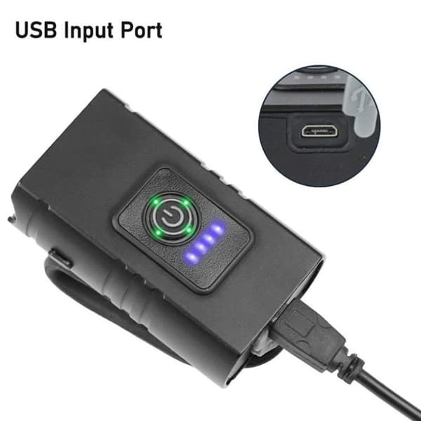 USB Rechargeable Bike Light Set with Power Display 6 Lighting Modes Waterproof Bicycle Headlight Taillight for Cycling Black