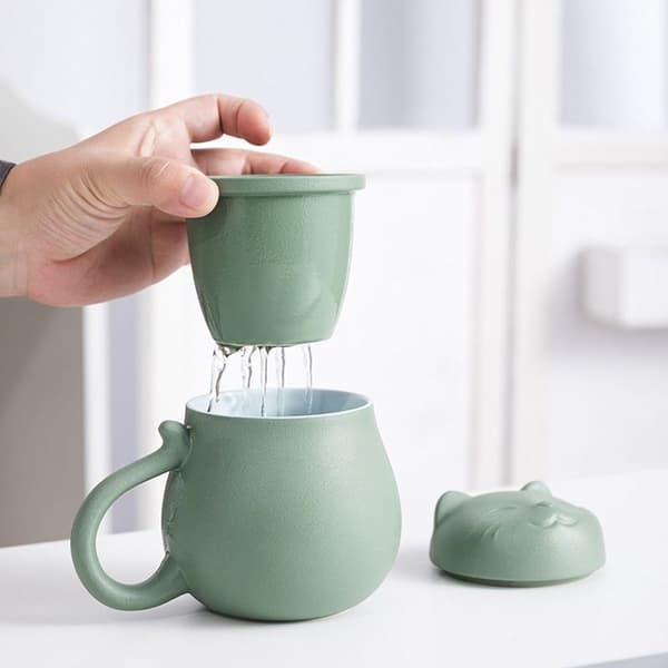 Keramisk tekopp med tesil og lokk (400 ml), tekopp