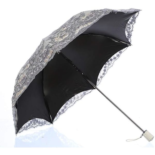 Foldbart UV-paraply Sne/Regn/Sol paraply Broderi Bryllupsparaply