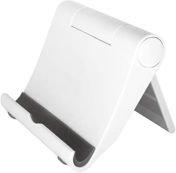 Svart bærbart skrivebordsstativ for telefon 360 sammenleggbart telefonstativ justerbar smarttelefonholder for iPhone og Android-telefon hvit