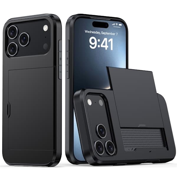 iPhone 17 Pro Hybrid Cover med Kortlomme Sort