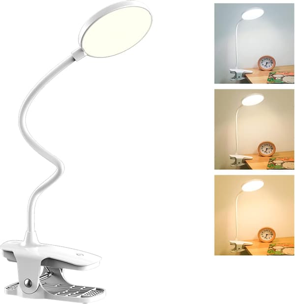 Genopladelig trådløs LED-skrivebordslampe, 3 farver og 3 dæmpbare, USB