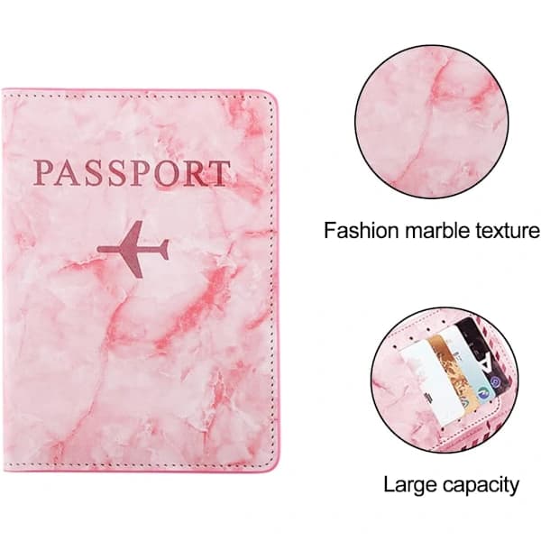 Passveske, Passveske, Passveske med RFID-beskyttelse, Passholder for kvinner og menn (Rosa)