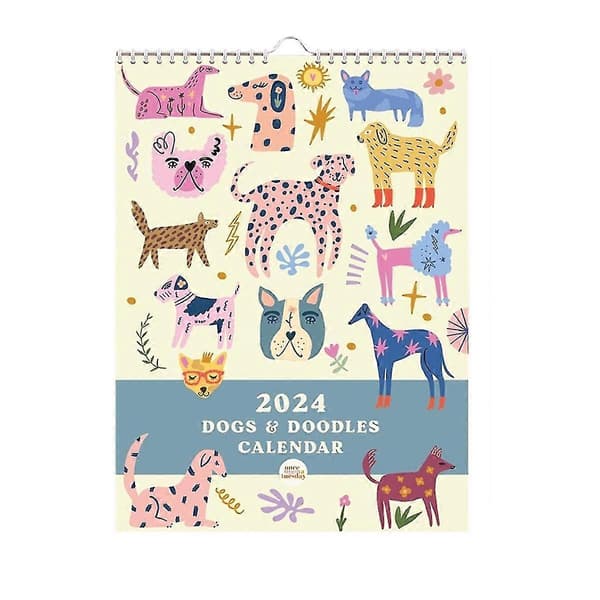 2024 Art Calendar A4 Monthly Wall Planner Doodle Illustrations 12 Month Hanging Calendar