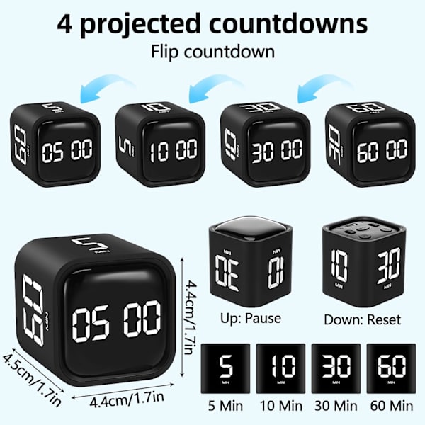 Pomodoro Timer Digital Cube Timer Kitchen Timer Cooking Timer Time Management Used In Office, Study, Kids, Cooking, Workout
