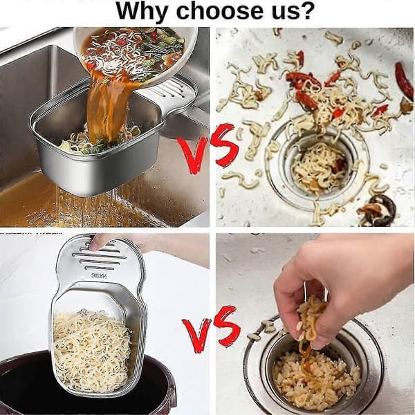 Sink Drain Basket, Multifunctional Corner Sink Strainer Food Collector Leftovers Garbage Storage (1pc, Silver)