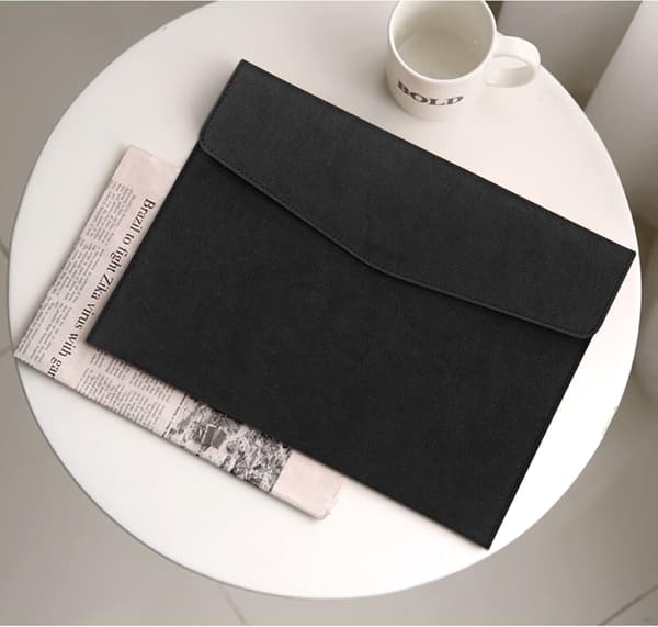 Leather Document Folder, Waterproof Thin PU Leather A4 Envelope Folder Expanding File Organizer Briefcase Storage Bag Black-tfrf