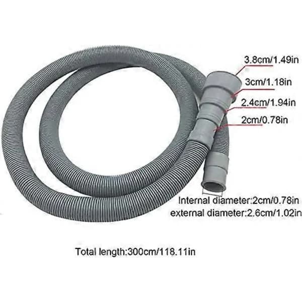 3M Washing Machine Hose, Drain Hose Replacement Kit with 20mm 24mm 30mm 38mm Clip Interface